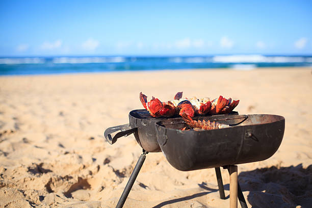 Beach barbecue setup