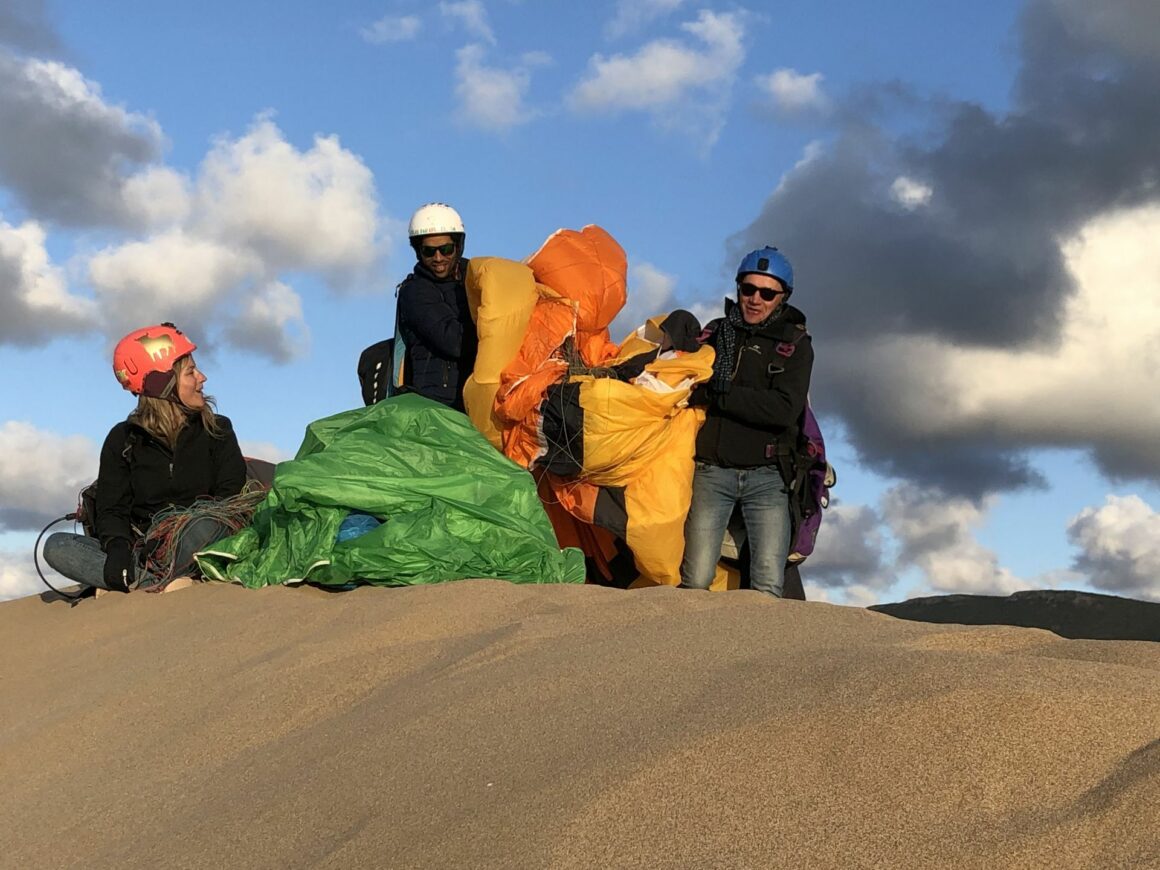 Paraglider preparing for flight